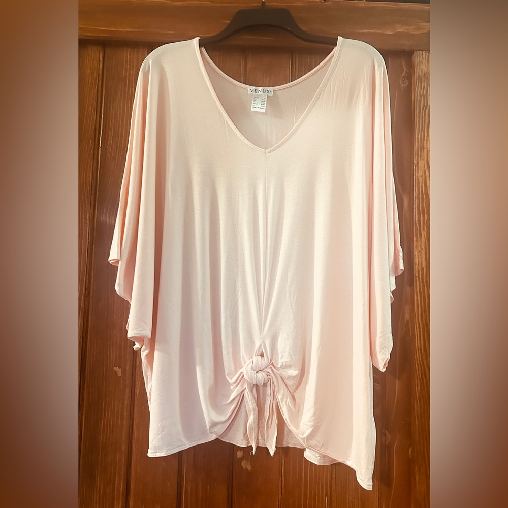 Venus Light Coral Tie-Front Top